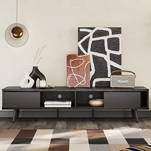 image for Bestier 70 inch Mid Century Modern TV Stand for 75 inch TV, Low Profil