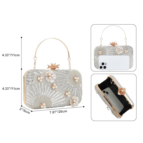 Image of Womens Vintage Floral Embroidery Clutch Evening Handbag Shoulder Bags Purse for Wedding Party Prom