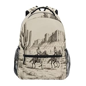 Western Cowboy Cactus Backpacks for Girls Boys Kids School Bag Elementary Bookbag Travel Daypack Children’s Backpack 3rd 4th 5th Grade