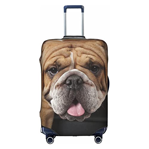 English Bulldog sitting in a Chair Travel Luggage Cover Fits 18-32 Inch Luggage, Stretch Suitcase Cover Protector with Concealed Zipper for Wheeled Suitcase Travel Accessories