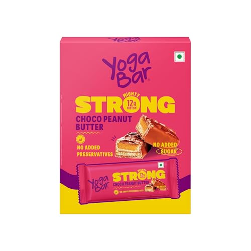Image of Yogabar Strong Choco Peanut Butter Protein Bars(Pack of 6), 12g Protein, No Added Sugar, No Preservatives