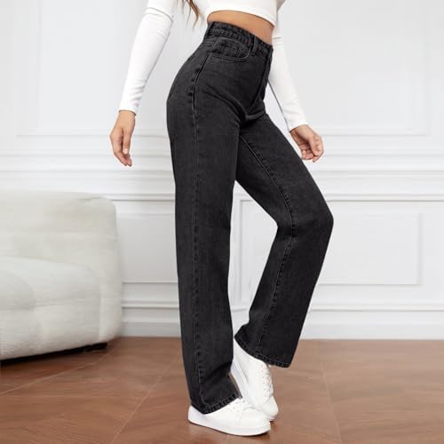 Womens Jeans Straight Leg High Waisted Baggy Wide Leg Jeans Y2k Casual Ankle Denim Pants Boyfriend Denim Trousers3
