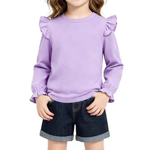Image of LYSMuch Toddler Baby Girls Blouse Long Sleeve Ruffle Shirt Solid Top