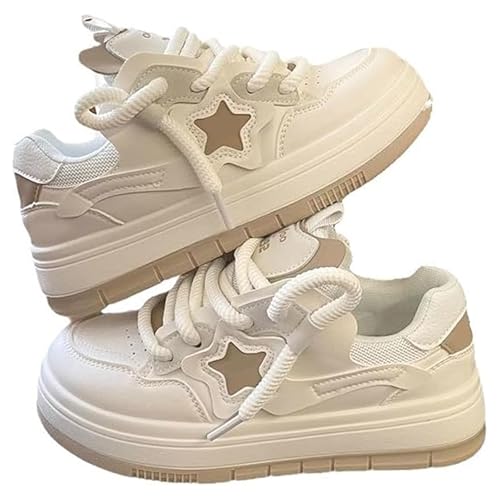 Star Shoes Comfortable Women's Y2k Chunky Sneakers, Cute Big Toe Creamy Platform, Stylish Casual Shoes for Sports