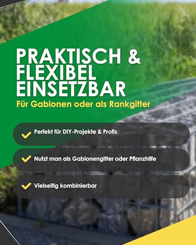 Zaundirekt I Einzelnes Gabionengitter I 100x50cm I Steinkorb I Steingabione I Gabione I Mauer I Wand I Drahtkorb I Stützmauer I Gartenzaun