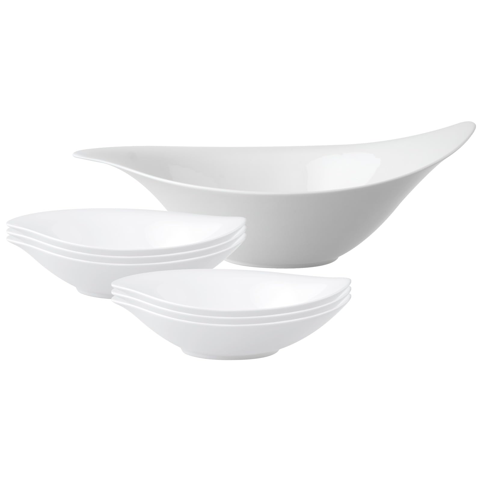 Villeroy & Boch New Cottage Special Serve Salad Salat-Set 7-teilig | 1x große Salatschüssel und 6x kleine Schale | Spülmaschinenfest & Mikrowellensicher | Premium Porzellan | Weiß