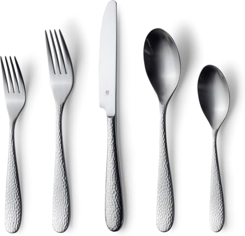 40-Piece-Matte-Fidenza-Hammered-1810-Stainless-Steel-Silverware-Cutlery-Set-Flatware-Service-for-8-Built-to-Last-Commitment 40 Piece Matte Fidenza Hammered 1810 Stainless Steel Silverware Cutlery Set Flatware Service for 8 Built to Last Commitment