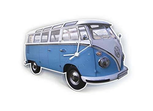 BRISA VW Collection - Horloge Murale d'atelier Volkswagen au Design du Combi T1 (Classic Bus/Bleu)