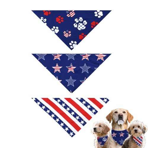 Dog Cat 4th of July Bandanas for Dogs Cats Independence Day Outfits Collar Bandana for Cats Patriotic Dog Bandanas for Holidays Fourth of July Scarf for Dogs Independence Day Cat Collar Bandana 3 Pcs