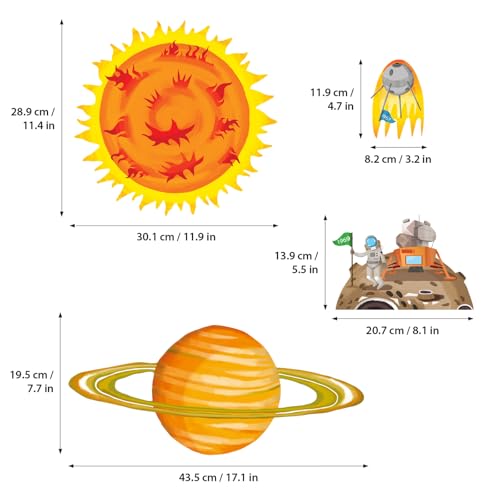 DECOWALL SG2-1501 The Solar System Wall Stickers Planets Space Stars Decals Removable for Kids Boys Girls Nursery Bedroom Living Room Art Decor Decoration