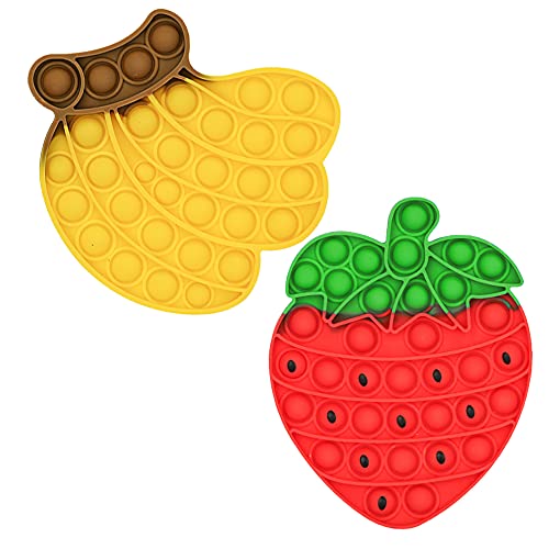 ランクチュアリー プッシュポップ ストレス発散 知育玩具 2個セット カラフル 大人 子供 おもちゃ セットN イチゴ バナナ