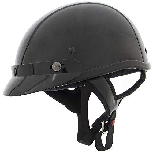 Outlaw Helmets T70 Glossy Black - Dot Approved - Half Helmet Motorcycle Men & Women - Adult Unisex Skull Cap For Bike, Scooter, Atv, Utv, Chopper, Skateboard (Small) #TOP12