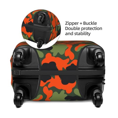 Travel Luggage Cover,Orange Military Camouflage Stretch Suitcase Cover Protector with Zipper Closure For 18-32 Inch Luggage3