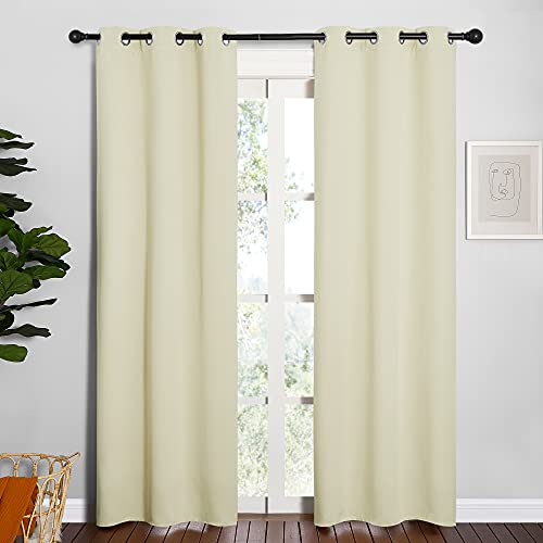 Image of NICETOWN Blackout Curtains for Bedroom, Thermal Insulated Curtains & Drapes with Grommet Top for Living Room, Privacy Window Treatment Draperies (Beige, 34 W by 84 L, Set of 2)