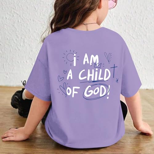 Image of KEEVICI Cute I Am A God of Child Shirt Girls Graphic Tees Christian T Shirts for Kids Jesus Religious Faith Cotton Summer Top