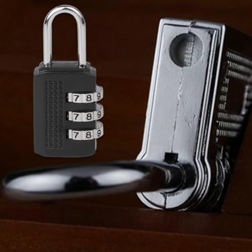 Image of Generic Shackle 3 Digit Combination Lock Outdoor Resettable Waterproof Padlock for Gym Locker Cooler Gate Hasp Cabinet Toolbox - Black, Standard, White
