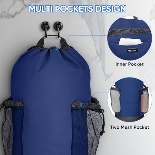 BALEINE 150L Laundry Bag Backpack, 900D Oxford Fabric Large Travel Laundry Bags with Shoulder Straps and 2 Mesh Pockets for College Dorm, Apartment, Laundromat (Navy, 150L) by BALEINE - Used condition - Image 4