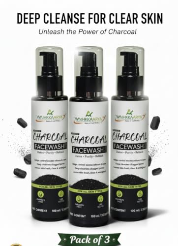 Image of Activated Charcoal Face Wash for Deep Cleansing - Pack of 3