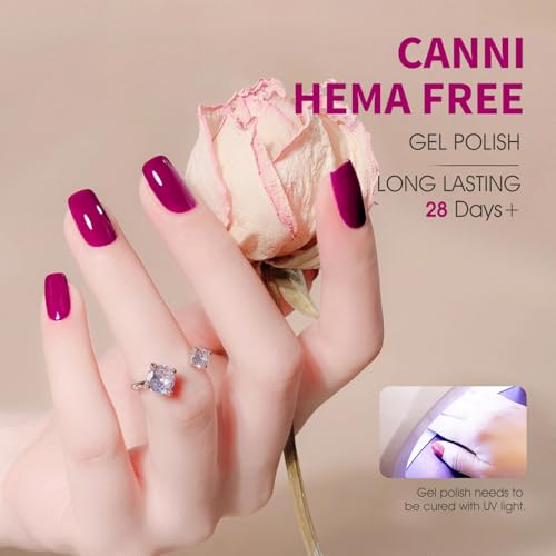 Image of CANNI Deep Purple Red Gel Nail Polish, 1Pcs Dark Berry Purple Gel Polish Color Soak Off U V Nail Manicure Salon DIY at Home