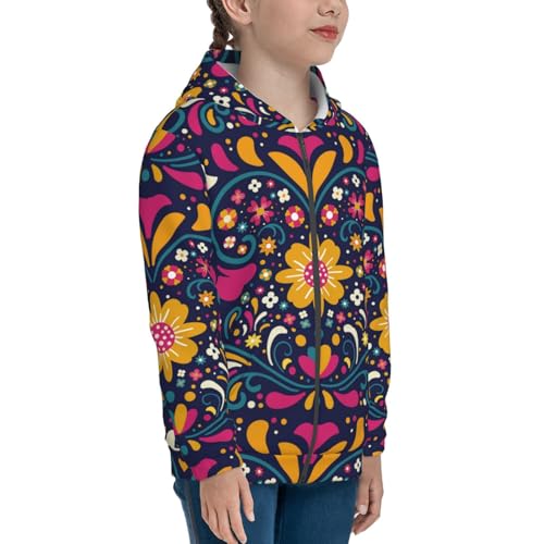 Cinco De Mayo Floral Kid Hoodies Boys Zip Up Sweatshirts Girls Pullover with Pocket4
