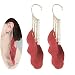 Produktbild Daimay Feder Lange Quasten Ohr Manschette Ohrclip Charming Stilvolle Ohrbügel Ohne Piercing Boho Natürliche Feder Baumeln Creolen Troddel Tropfen Clip Ohrringe Ohrstecker - Dunkelrot