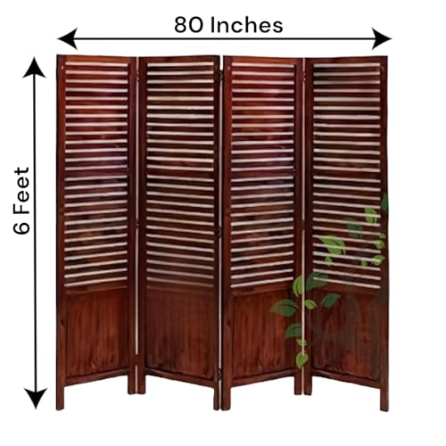 Image of Wooden Room Partition /Screen /Room Divider /Room Separator for Livng Room Bedroom Home Office Restarurant Hallway 1 Panel 30Inches Wide (4 Panel - 20 Inches Wide Each 6 Feet Height)