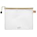 Produktbild PVC-freier Reißverschluß-Beutel A5 transparent/beige, weißer Reiß-