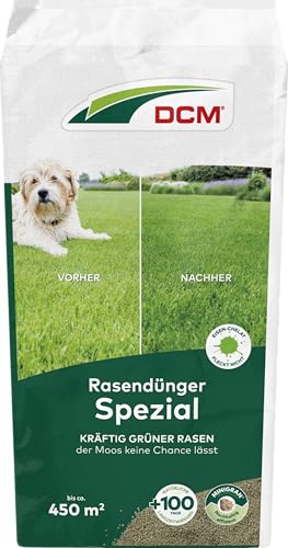 DCM Rasendünger Spezial - Langzeit Rasendünger - In MINIGRAN® TECHNOLOGY - Geeignet für Streuwagen - organisch-mineralischer NPK-Dünger - 18 KG für 450 qm