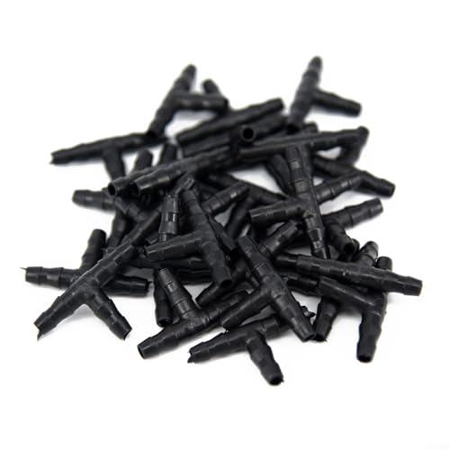 Lot de 50 raccords de tuyau en T en plastique compatibles avec les tubes de 4 mm et 7 mm pour applications d'irrigation goutte à goutte