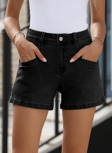 Image of Shasmi Women's High Waisted Stretch Denim Shorts - Platinum Casual Summer Jean Shorts with Pockets | Soft Breathable Cotton Blend Hot Pants for Women (Short 266)