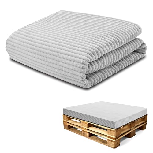 Amazinggirl Bezug für Schaumstoffplatte Palettenkissen Keilkissen Bodenmatratze Bezug: 120x80 cm - Ideal für Palettenmöbel & Bett Zertifikat Oeko-Tex Hellgrau Lincoln