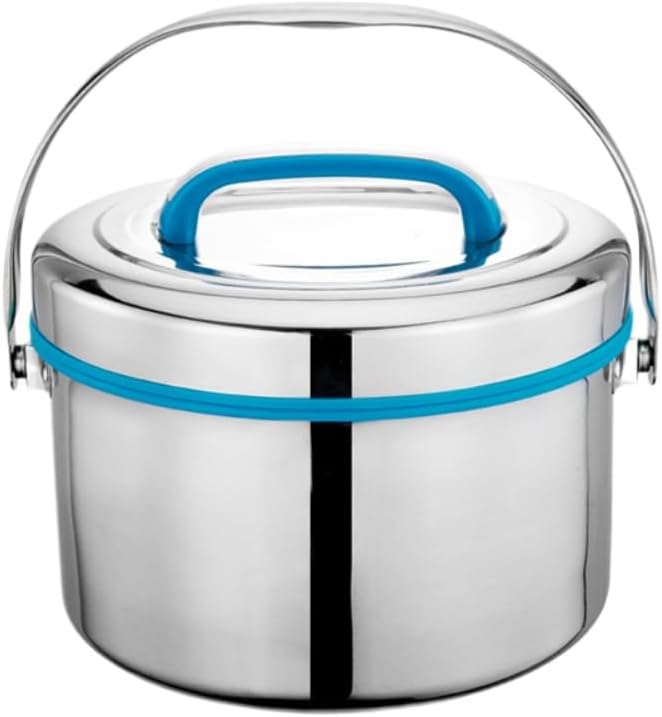 MKHJBFGI弁当箱 大容量304ステンレス鋼断熱ランチボックス商業断熱バケツポータブル二重層 (ブルー)