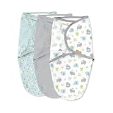 SwaddleMe by Ingenuity Original Swaddle, 100% Cotton, Improves Sleep & Calms Startle Reflex, 0-3 Months, 3-Pack - Jungle Drops
