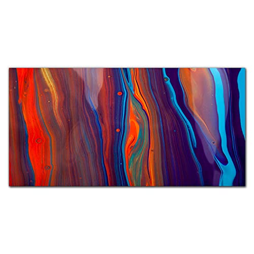 Impression sur verre acrylique brillant 100x50cm vagues colorées d'art