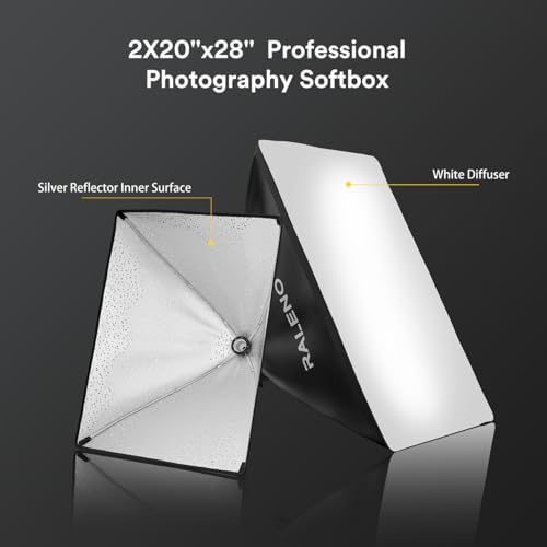 RALENO Softbox Lighting Kit, 20X28-Inch Softbox Photography Lighting with LED Bulbs(50W | 5500K | TLCI≥97), Streaming Lighting for Video Rcording Photoes Portraits YouTube | Model: PS40 by RaLeno - Image 3