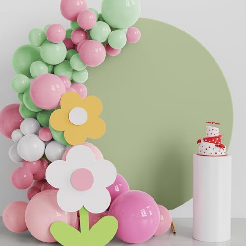 Fomcet 6.6FT Round Backdrop Cover Sage Green Wedding Arch Cover for Circle Balloon Arch Frame Arch Backdrop Cover Fabric for Wedding Birthday Party Baby Shower Decoration by Fomcet - Used condition - US$12.78