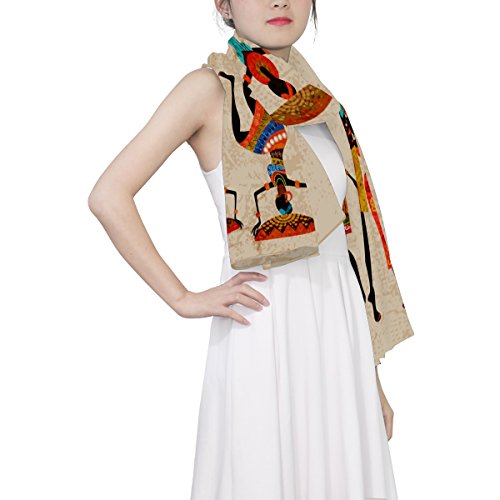 LORVIES Retro Beautiful African Women Silk Scarf Lightweight Long Scarf Shawl Wrap for Women