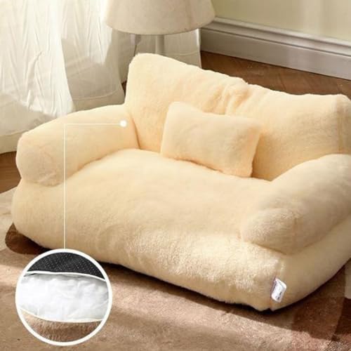 Lit de luxe pour chat et petit chien : canapé chic en peluche rose