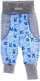  La Bortini Baby Hose Mitwachshose blau grau Baumwolle Gr. 50 56 62 68 74 80 86 92 98 (92)
