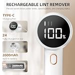Fabric Shaver, Lint Remover Rechargeable, Electric Portable Sweater Defuzzer with 3 Speeds, 6 Leaf Blades, Digital LED Display to Remove Pilling for Clothes, Furniture, Sweater, Couch, Blanket - Image 3