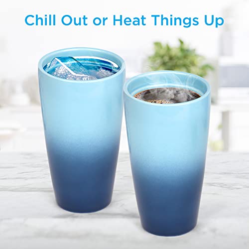 Swissreiz Ceramic Travel Mug With Lid & Straw 14 Oz. Double-Wall Insulated Coffee Mug Stoneware Cup, Splash-Proof Bpa-Free Lid, & Glass Straw –Dishwasher & Microwave Safe To Go Coffee Tumbler, Blue #TOP5
