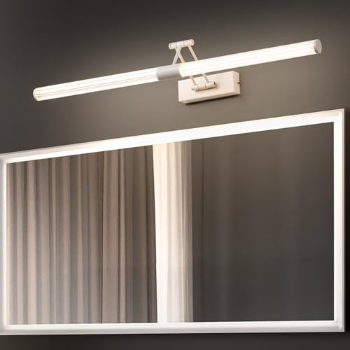 Espejo gabinete sala de estar luz neutra en aluminio blanco minimalista