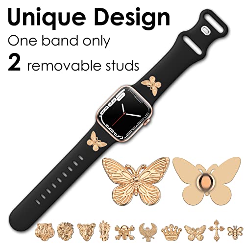 Aopigavi Designer Silicone Watch Bands With Studs Compatible With Apple Watch Band 38Mm 44Mm 40Mm 45Mm 41Mm 42Mm 49Mm, Sport Straps Decorative Charms Nails For Iwatch Ultra Se Series 8/7/6/5/4/3/2/1 #TOP1