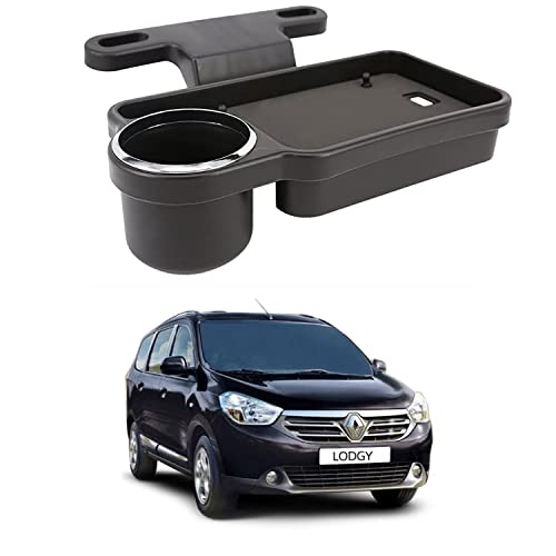 Image of Oshotto (FT-04) Foldable Car Auto Headrest Rear Back Seat Table Drink Food Cup Tray Holder Compatible with Renault Lodgy - Black