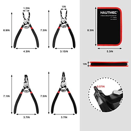 HAUTMEC Conjunto de 4 peças de alicates de anel de pressão de alta alavancagem, alicate de anel de p