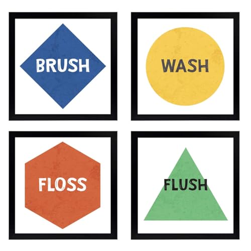Image of Chaka Chaundh - bathroom poster - bathroom posters with frame - bathroom quotes framed posters - bathrooms etiquette posters - bathrooms rules posters - (14 X 11inches - Set of 4) (Multicolor - Bathroom Quotes Frame)