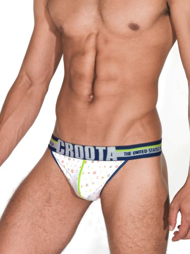 Croota Mens Underwear, Bikini Thong, Low Rise T-Back, Stylish Waistband, ET01M White Croota Mens Underwear, Bikini Thong, Low Rise T-Back, Stylish Waistband, ET01M White