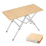 KingCamp Campingtisch Klapptisch aus Bambus (3-Höhenverstellbar) für Outdoor Camping Gartern