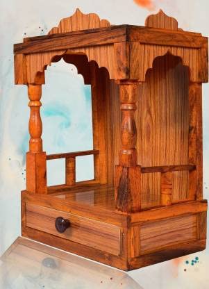 Templo de madera Pooja Mandir marrón de 45 cm Devyom para altar doméstico