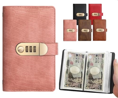 貯金箱 鍵付きお金管理ポーチ 100万円貯まる 本型貯金手帳 お金仕分け 予算ファイル 貯蓄チャレンジブック 計画 防水 封筒貯金 記録 コンパクト 隠し金庫 災害グッズ (ピンク)
